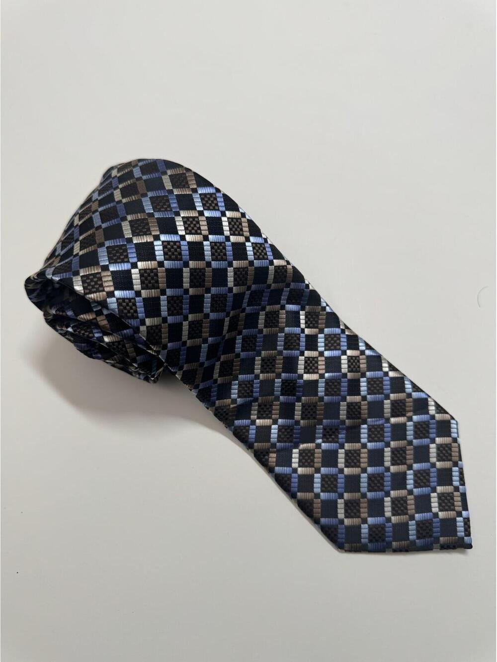 Croft & Borrow Tie Black, Blue & Taupe